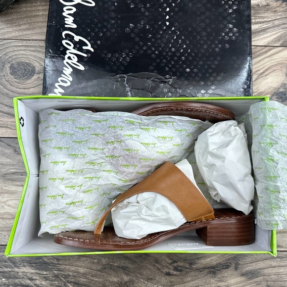 NIB Sam Edelman Jaynee 8.5M Brown Leather Slip On T Strap Thong Sandals - Picture 11 of 11